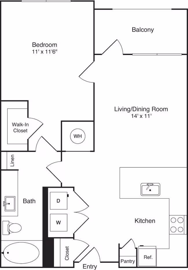 1 Bed • 1 Bath 135 floor plan